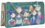 Girls Print Green Clutch Shoulder Bag