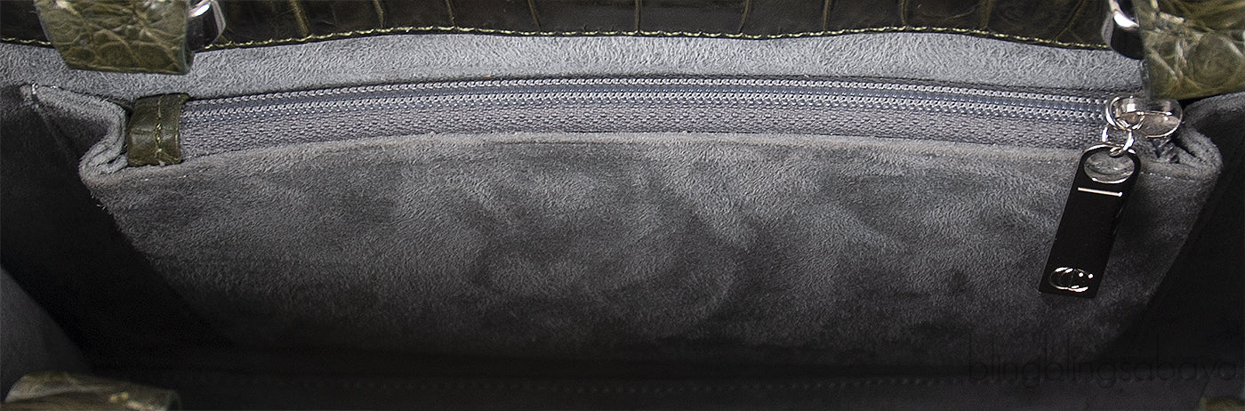 Moss Green Crocodile Top Handle Bag