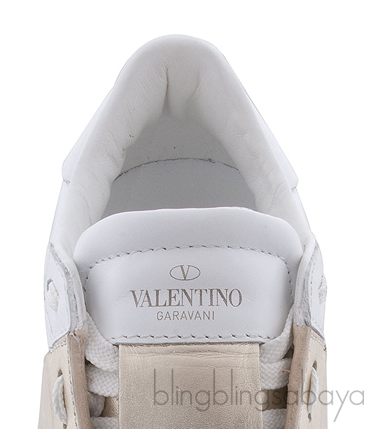 White and Gold Stripe Trainer Sneakers