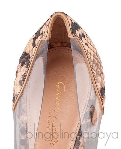 Beige Python Plexi Pumps