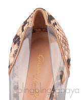 Beige Python Plexi Pumps