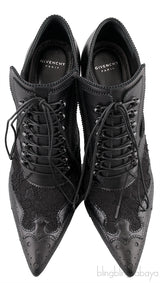 Black Lace Up Pointed Toe Booties