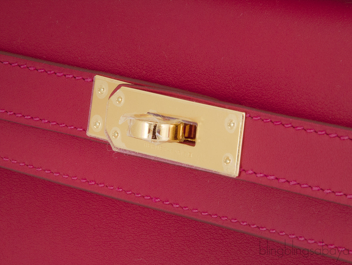 Kelly Cut Vermillon Swift Clutch GHW