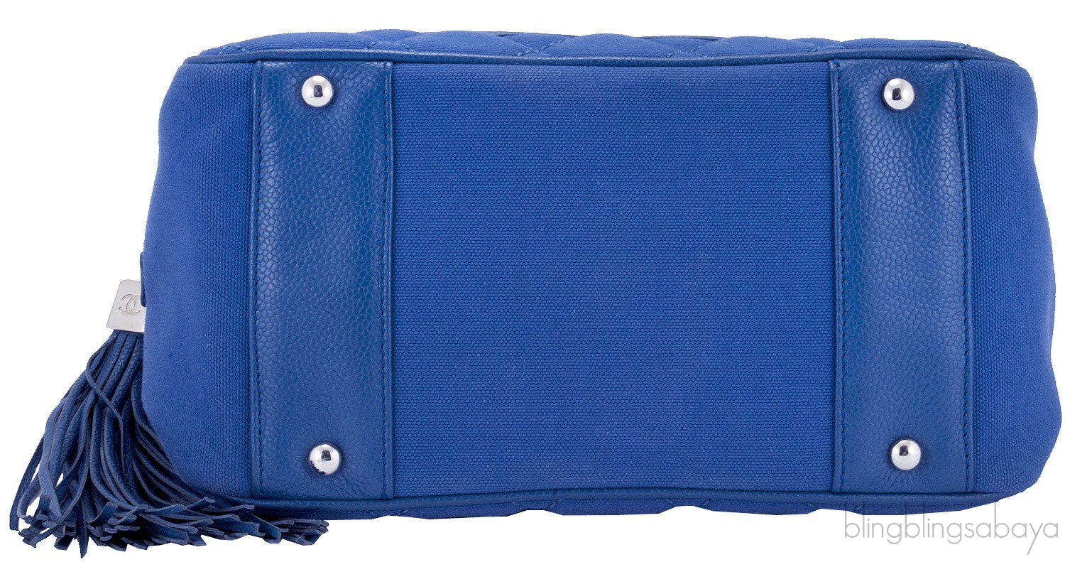 CC Denim Quilted Tassel Handbag