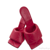 Fuchsia Pink Nappa Quilted Rubber Lido Leather Mules
