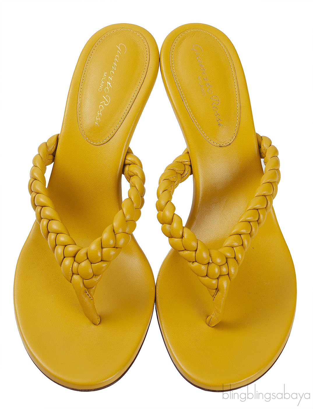 Yellow Woven Strap Thong Sandals