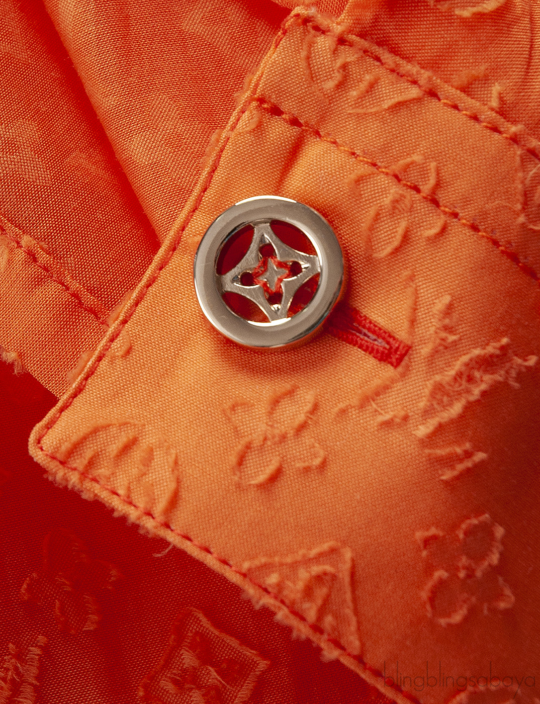 Louis Vuitton Fil Coupe Orange Shirt Belted Dress