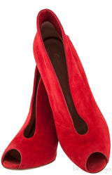 Red Suede Ankle-Flare Boots