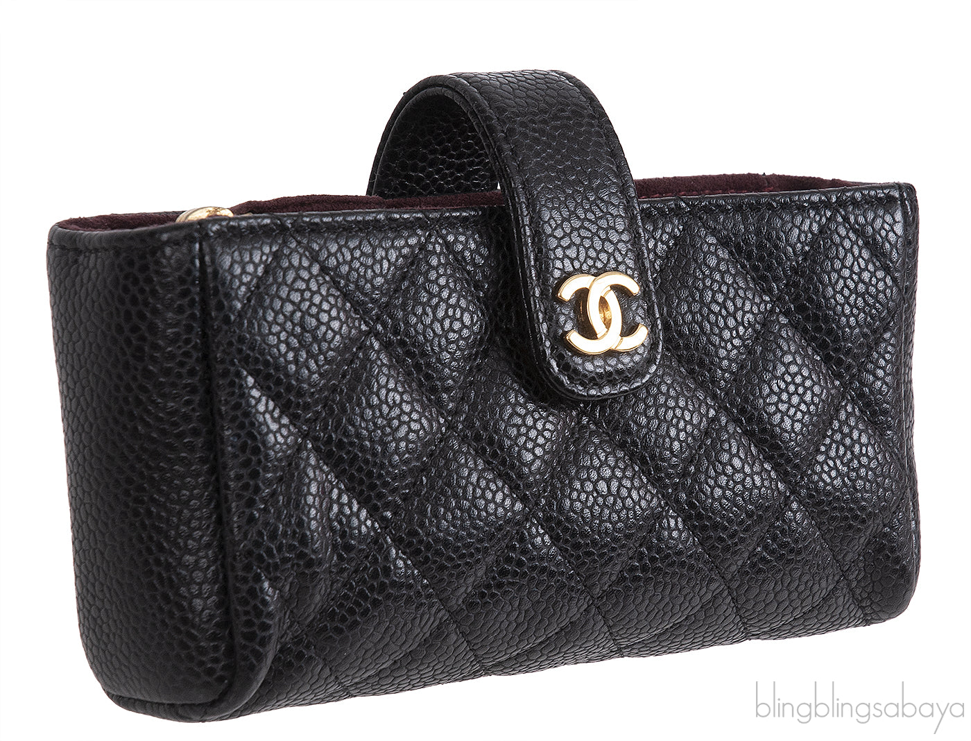 Chanel Black Quilted Phone Holder GHW