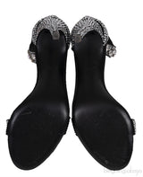 Black Suede Crystal Sandals
