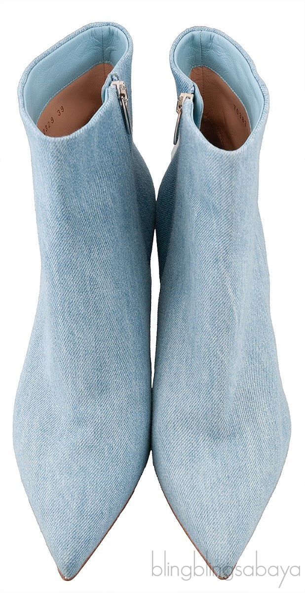 Gianvito Rossi Blue Denim Pointed Toe Boots 39