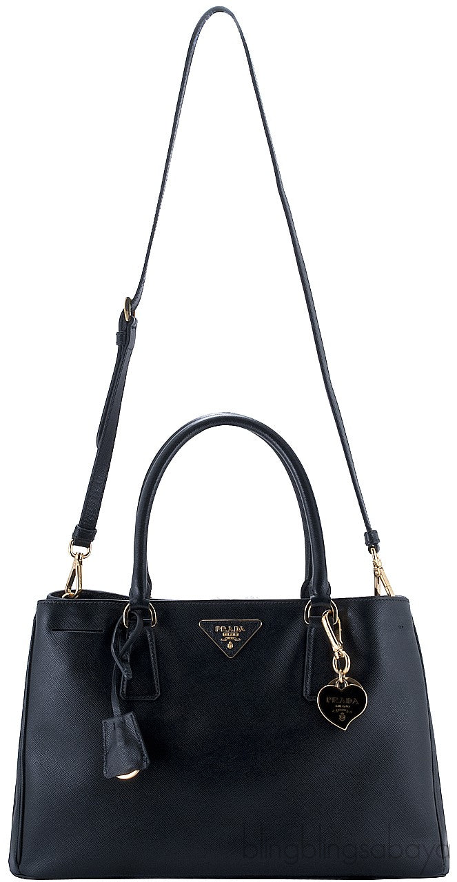 Black Saffiano Lux Leather Tote