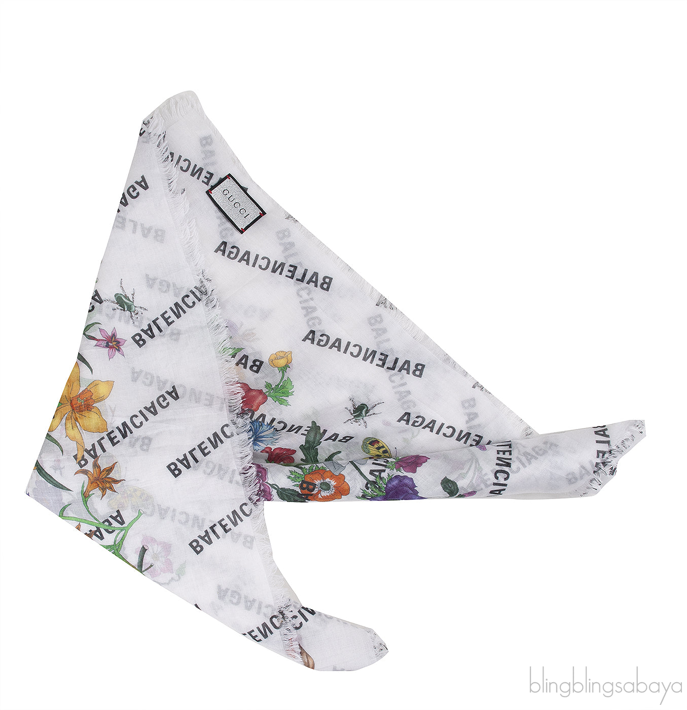 The Hacker Project Flora Print Silk Scarf White