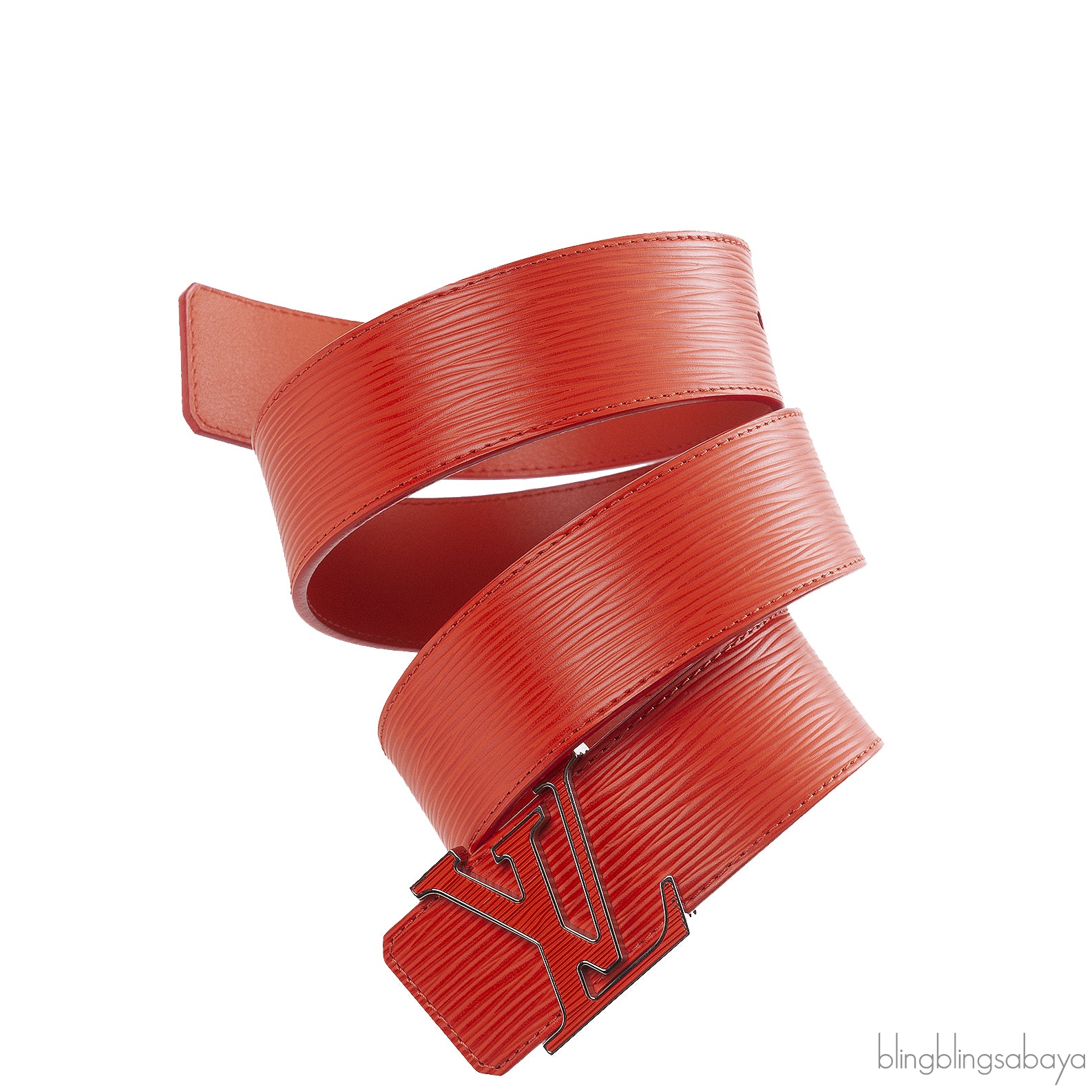 Louis Vuitton Epi Leather Logo Initial Orange Belt