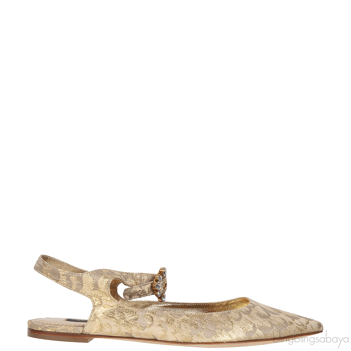 Dolce & Gabbana Metallic Gold Pointed Toe Flat Shoes