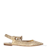 Dolce & Gabbana Metallic Gold Pointed Toe Flat Shoes