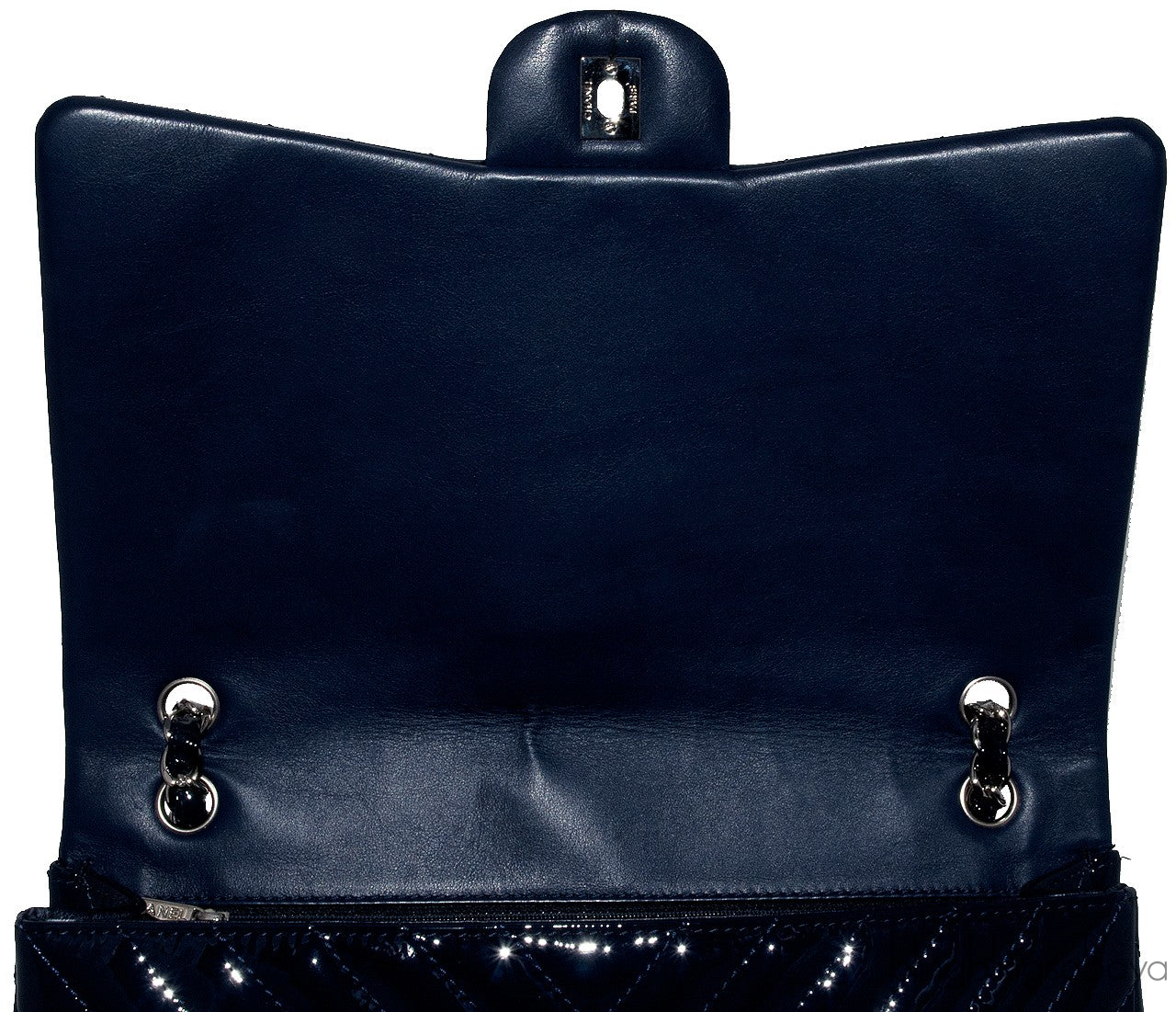 Blue Indigo Patent Chevron Maxi Bag