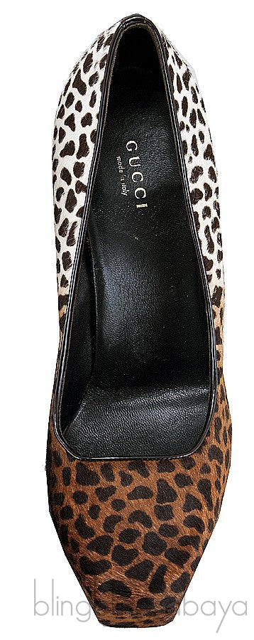 Animal Print Pony Hair Platform Pumps