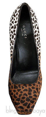 Animal Print Pony Hair Platform Pumps