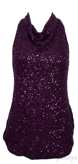 Purple Sequins Sleeveless Top