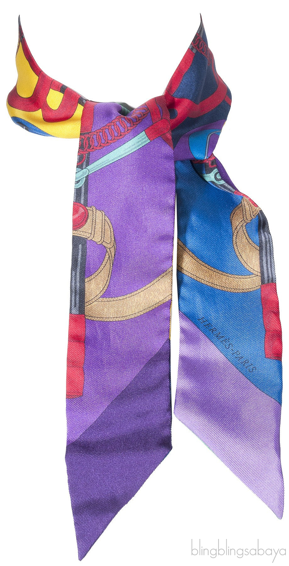 Purple Multi-color Printed Twilly