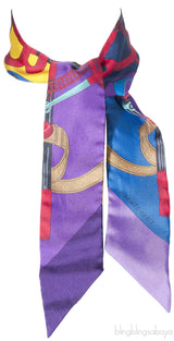 Purple Multi-color Printed Twilly