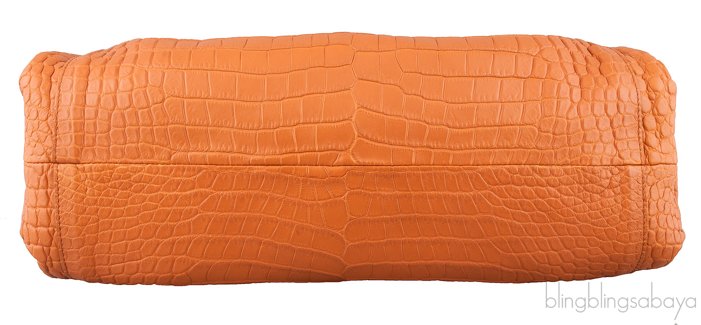 The Pouch Clutch Camel Croc