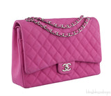 Fuchsia Pink Caviar Maxi Flap Bag