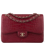 Classic Bordeaux Crocodile Jumbo Bag