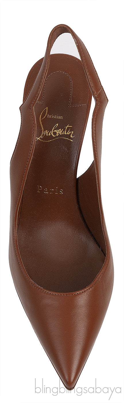 Christian Louboutin Brown Leather Slingback Heels