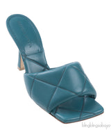 Bottega Veneta Blue Green Rubber Lido Mules 38