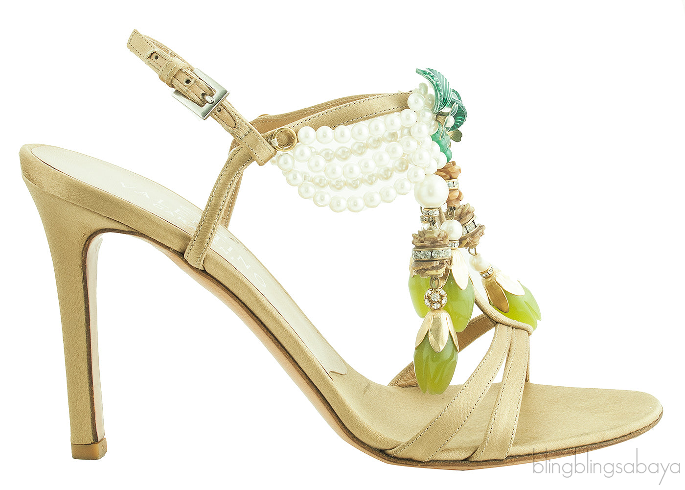 Pearl Embellished T-strap Sandals