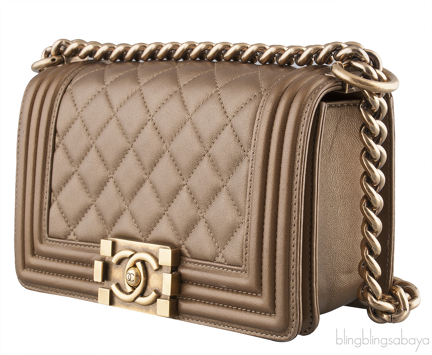 Small Gold Quilted Le Boy