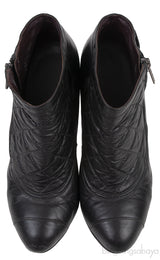 Black Mix Quilted Leather Ankle Boots