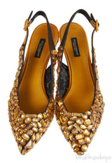 Dolce & Gabbana Yellow Mustard Crystal Slingback Heels