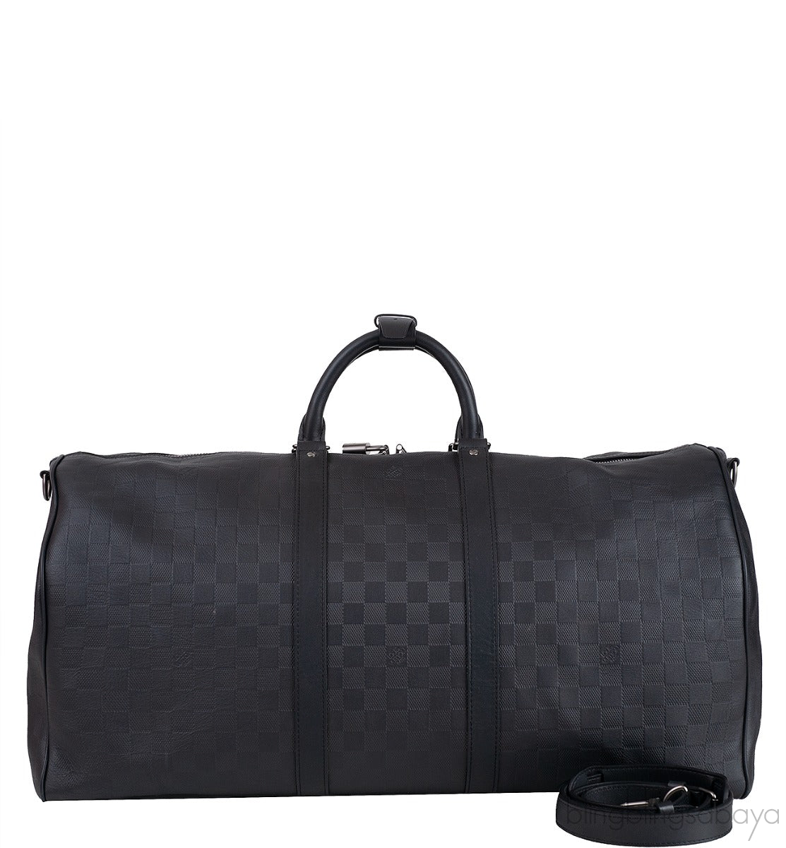 Louis Vuitton Black Damier Infini Leather Keepall Bandouliere 55 Bag