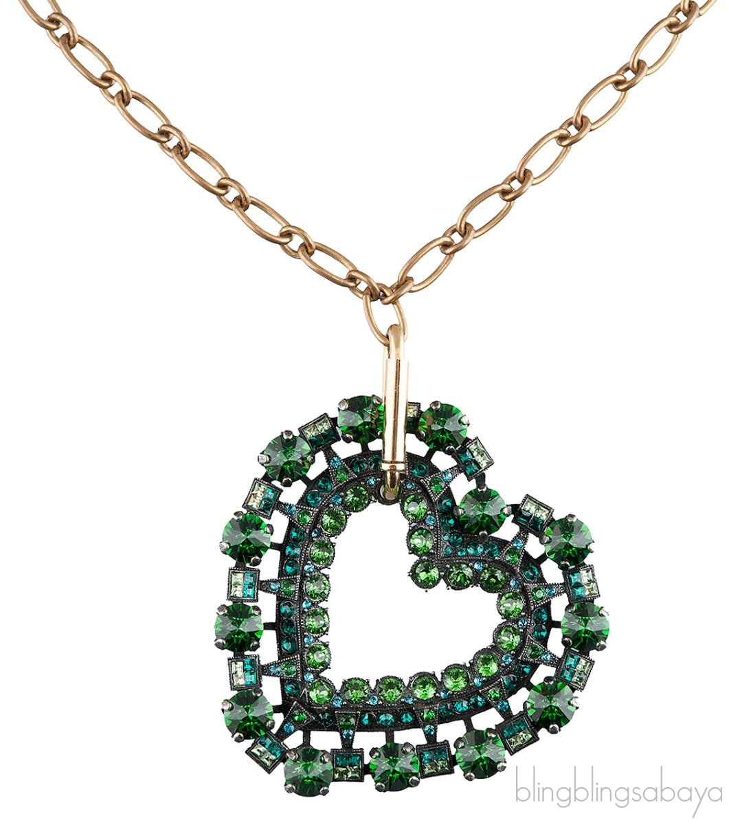 Emerald Crystal Heart Necklace