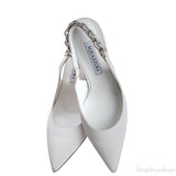 Aquazzura White Love Link 105 Crystal Slingback Heels