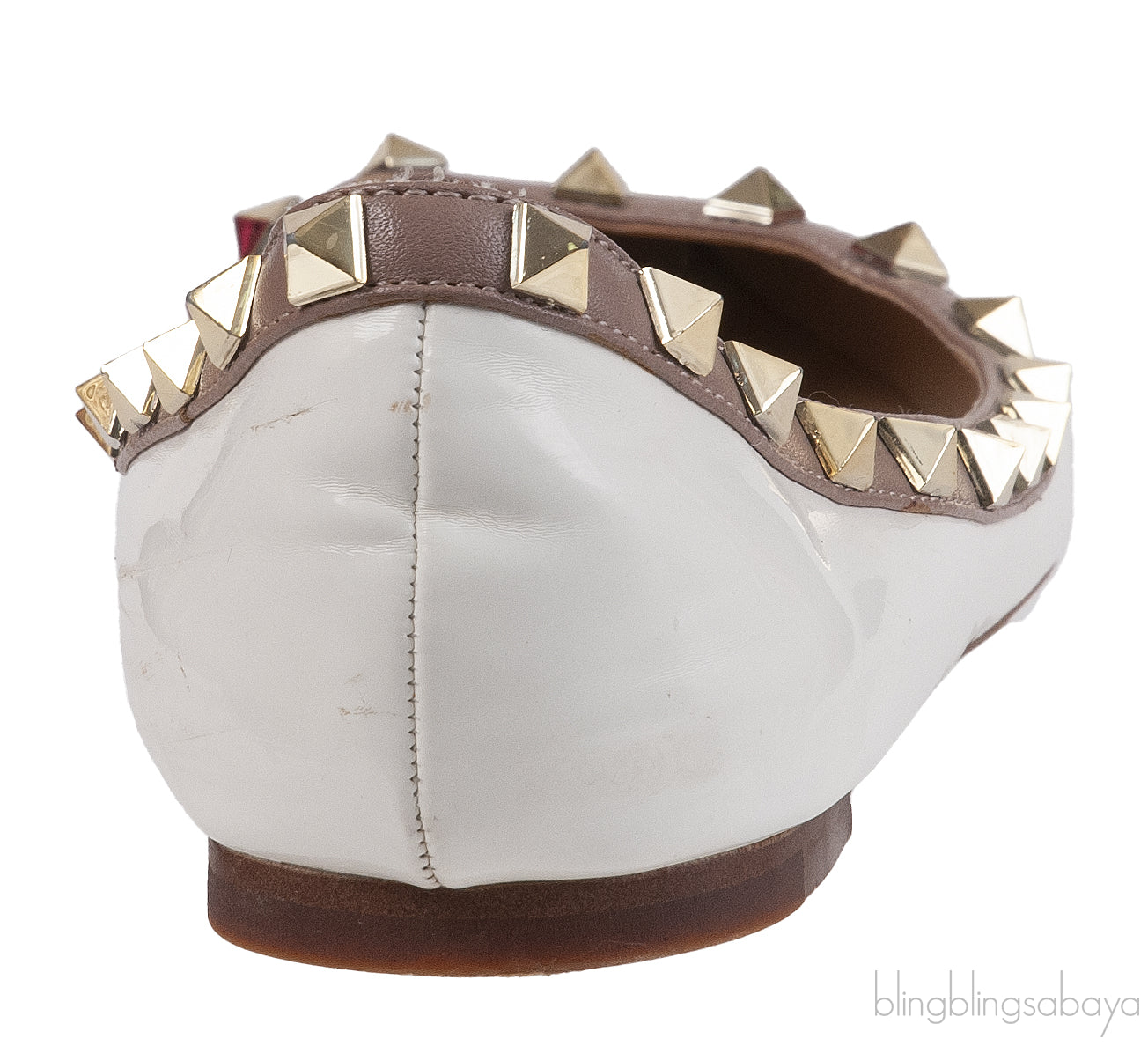 Valentino Garavani White Rockstuds Flat Shoes