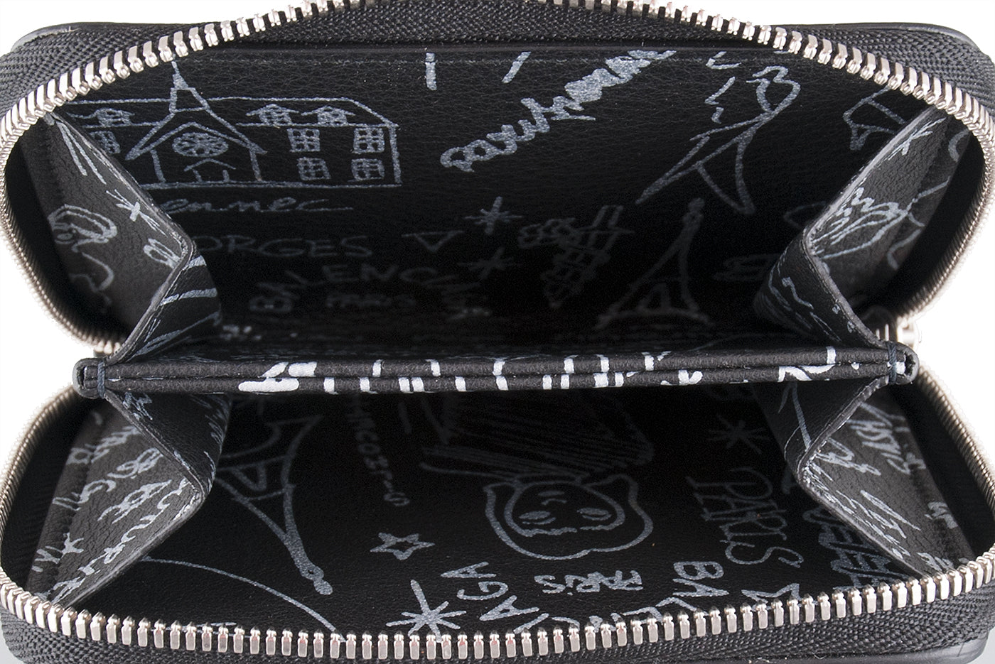 Black Graffiti Zip Around Wallet