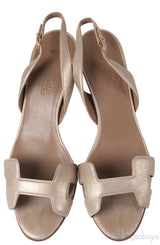 Hermes Night 70 Gold Slingback Sandals