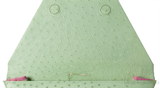 Laykh Apple Green & Pink Ostrich Trapezoid Clutch