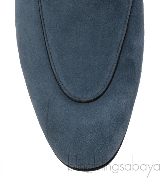 Hermes Paris Blue Suede Loafer