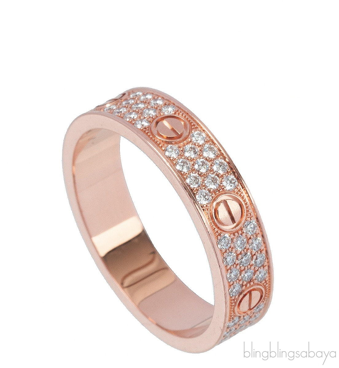 Rose Gold Diamond Paved Love Ring