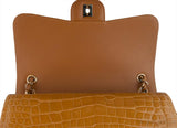 Camel Brown Crocodile Jumbo Flap Bag