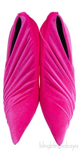 Fuchsia Pink Stretch Velvet Wrap Pump