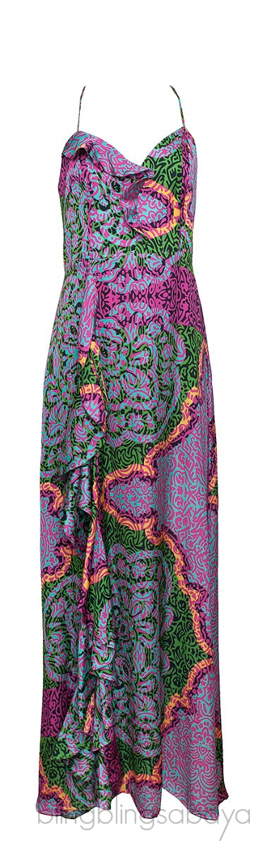 Multicolor Sleeveless Ruffle Dress