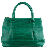Green Double Zip Crocodile Tote Bag