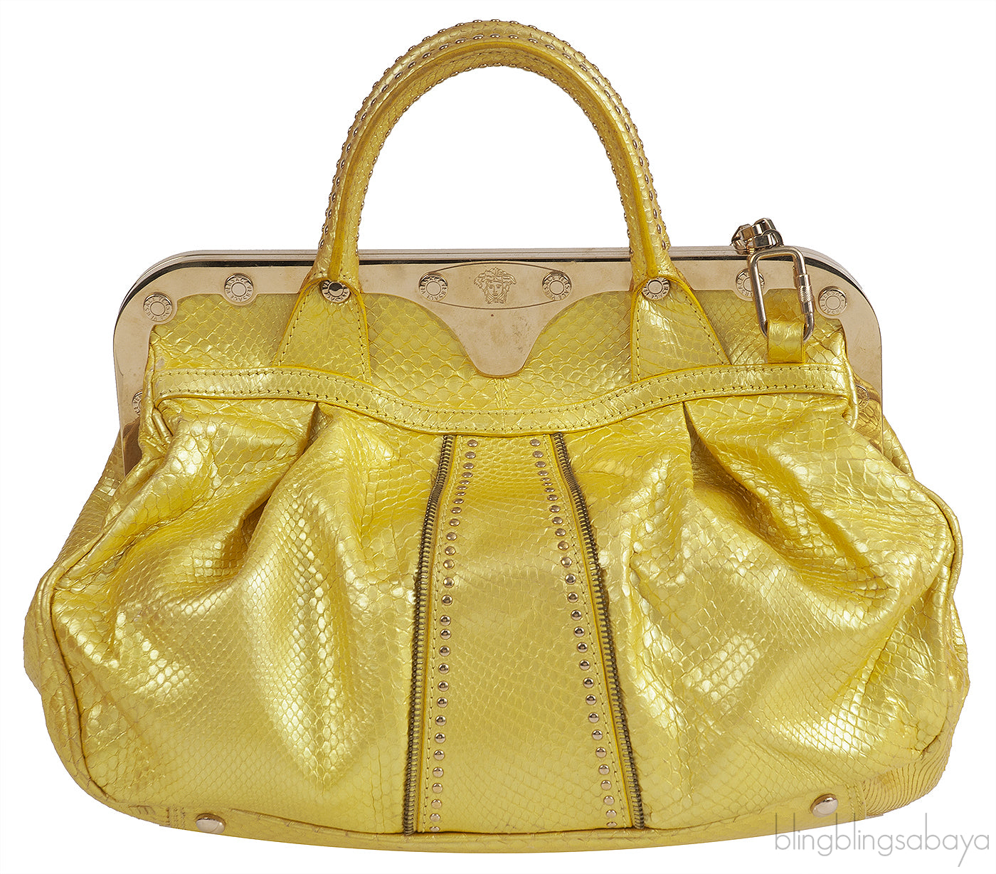 Versace Yellow Python Frame Shoulder Bag