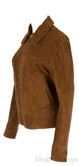 Brown Suede Bomber Jacket